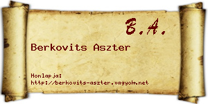 Berkovits Aszter névjegykártya